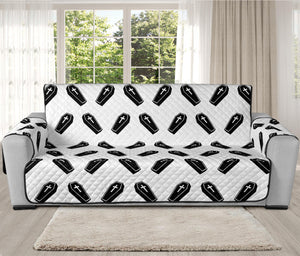 Black And White Coffin Pattern Print Oversized Sofa Protector