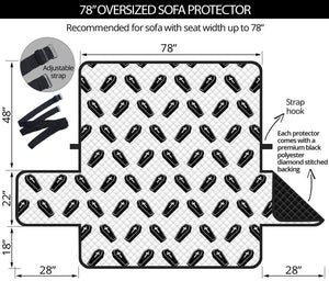 Black And White Coffin Pattern Print Oversized Sofa Protector