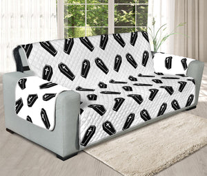 Black And White Coffin Pattern Print Oversized Sofa Protector