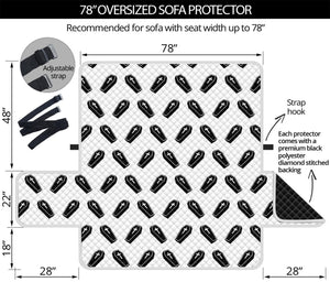 Black And White Coffin Pattern Print Oversized Sofa Protector