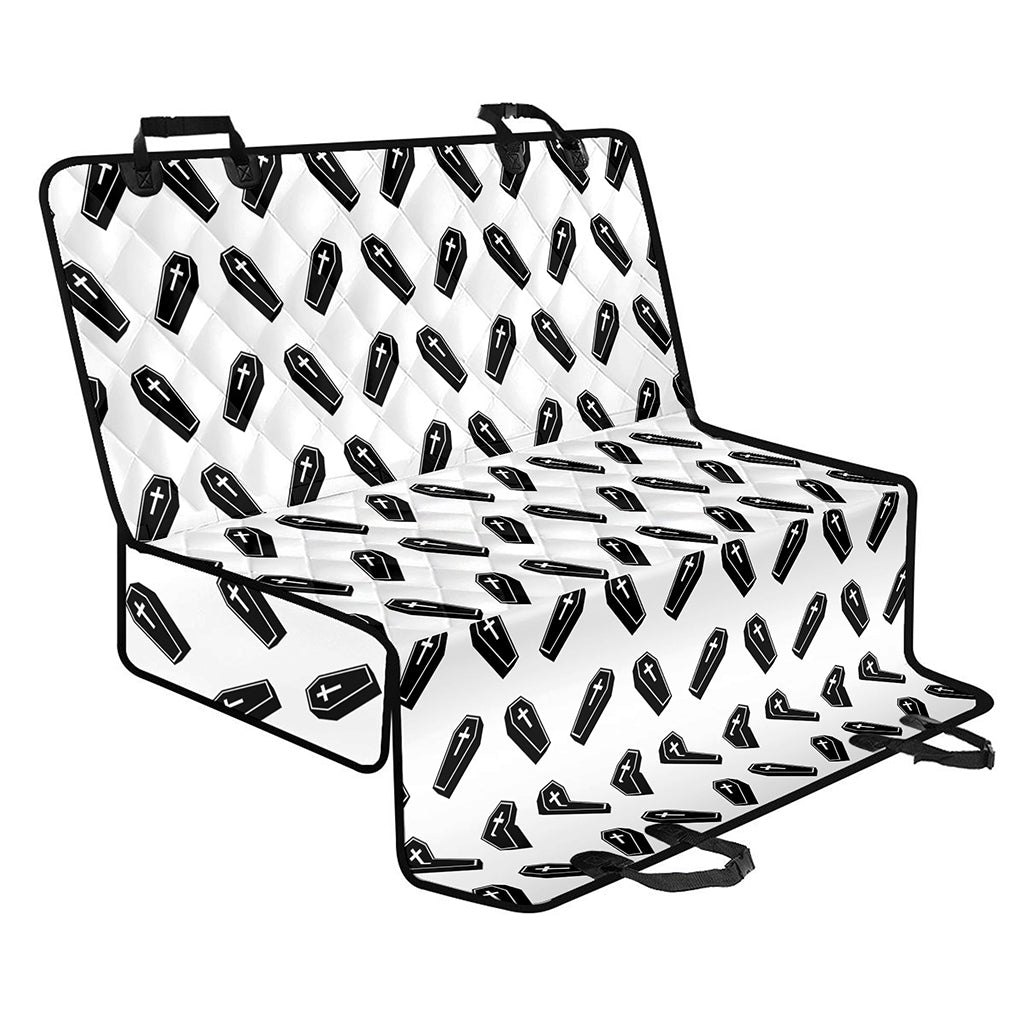 Black And White Coffin Pattern Print Pet Car Back Seat Cover