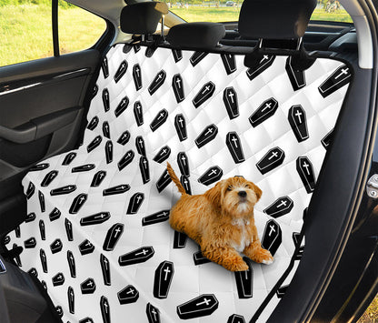 Black And White Coffin Pattern Print Pet Car Back Seat Cover