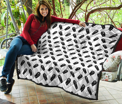 Black And White Coffin Pattern Print Quilt