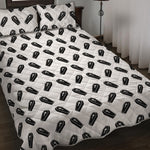 Black And White Coffin Pattern Print Quilt Bed Set