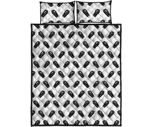 Black And White Coffin Pattern Print Quilt Bed Set