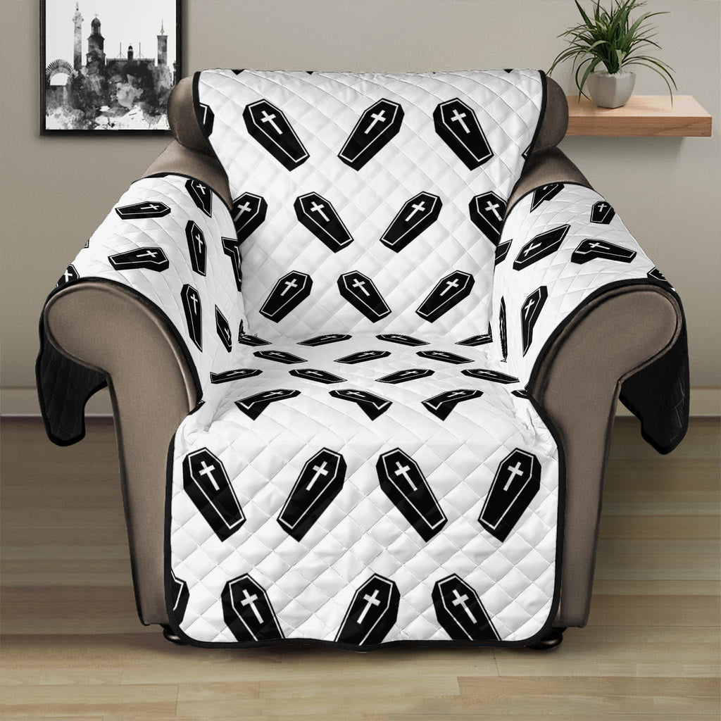 Black And White Coffin Pattern Print Recliner Protector