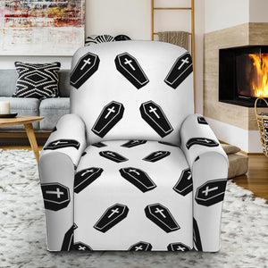 Black And White Coffin Pattern Print Recliner Slipcover