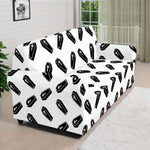 Black And White Coffin Pattern Print Sofa Cover