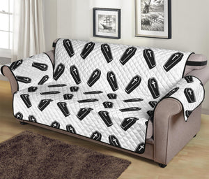 Black And White Coffin Pattern Print Sofa Protector