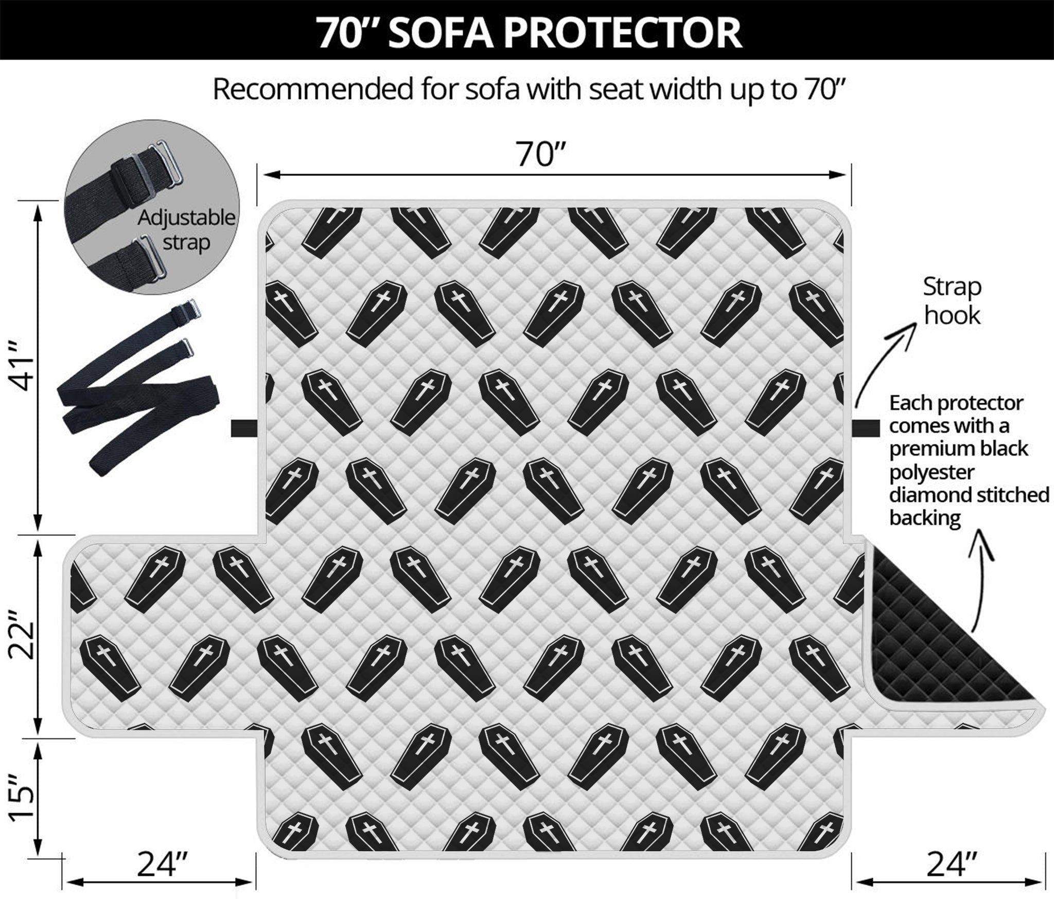 Black And White Coffin Pattern Print Sofa Protector