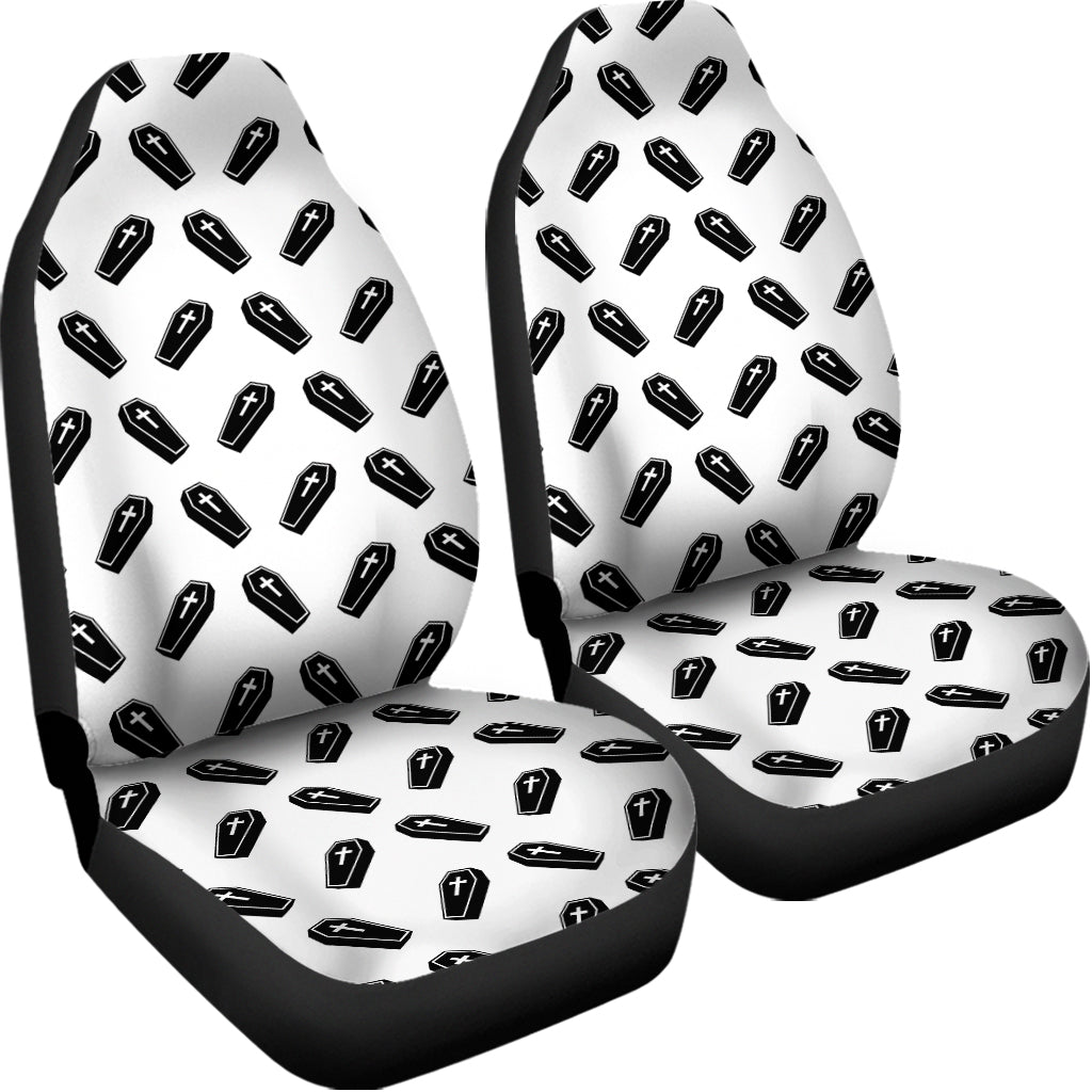 Black And White Coffin Pattern Print Universal Fit Car Seat Covers