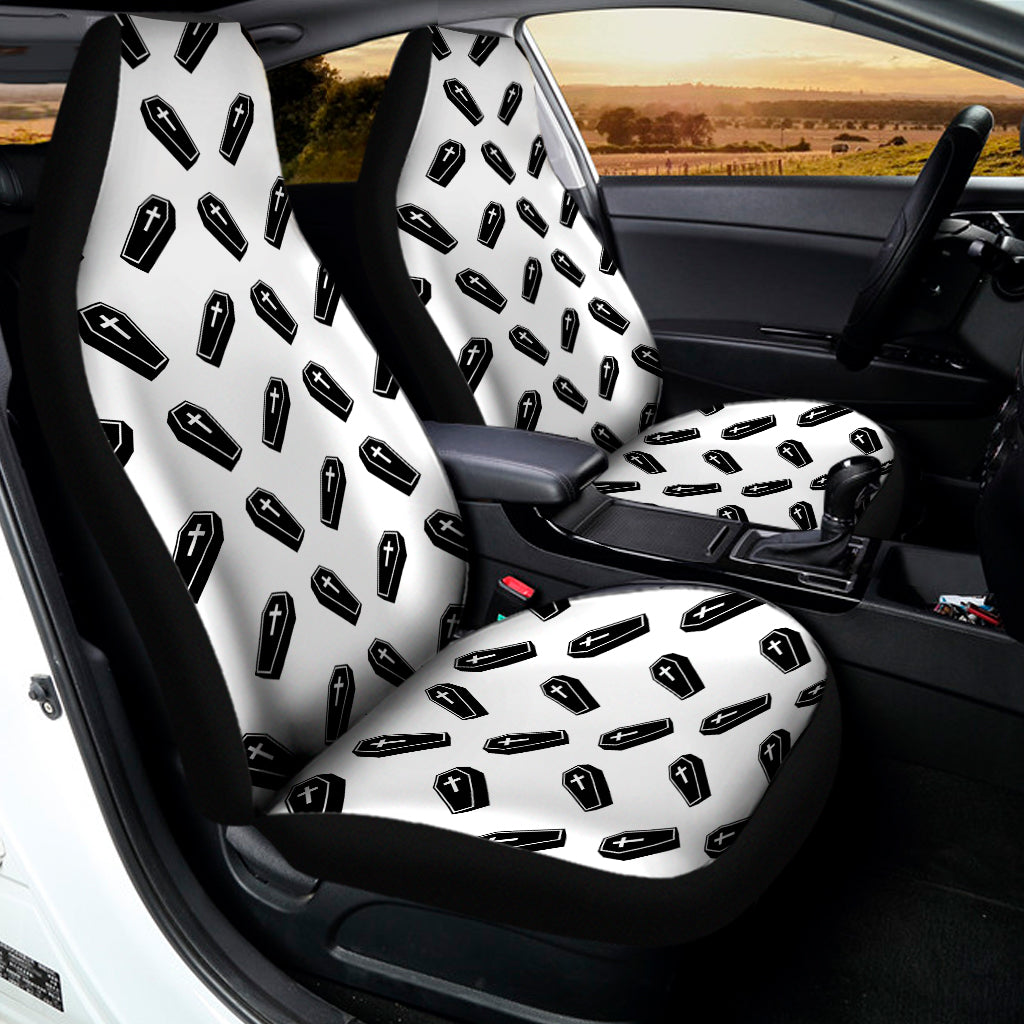 Black And White Coffin Pattern Print Universal Fit Car Seat Covers