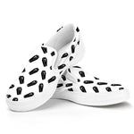 Black And White Coffin Pattern Print White Slip On Shoes