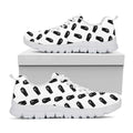 Black And White Coffin Pattern Print White Running Shoes