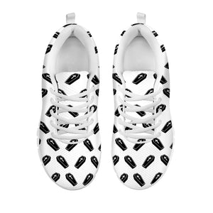 Black And White Coffin Pattern Print White Sneakers