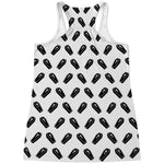 Black And White Coffin Pattern Print Women's Racerback Tank Top