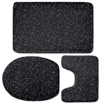 Black And White Constellation Print 3 Piece Bath Mat Set
