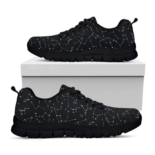 Black And White Constellation Print Black Sneakers
