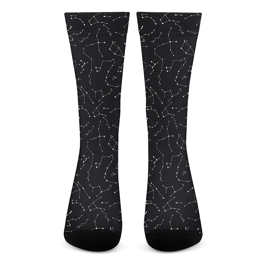 Black And White Constellation Print Crew Socks