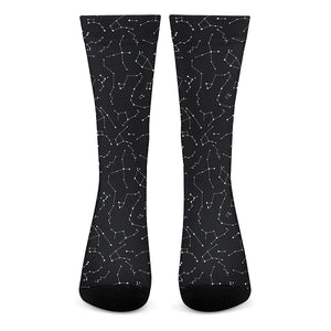 Black And White Constellation Print Crew Socks