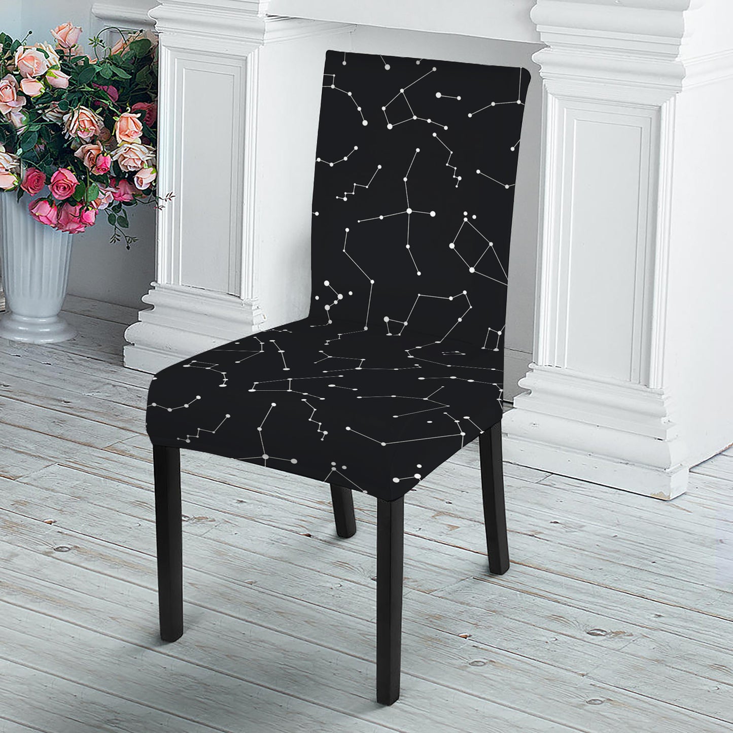 Black And White Constellation Print Dining Chair Slipcover