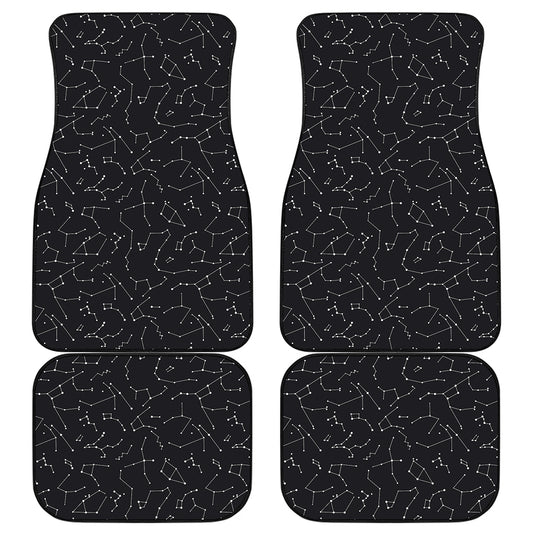 Black And White Constellation Print Front and Back Car Floor Mats