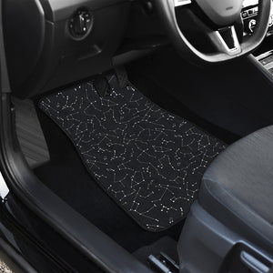 Black And White Constellation Print Front and Back Car Floor Mats