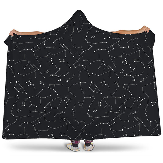 Black And White Constellation Print Hooded Blanket