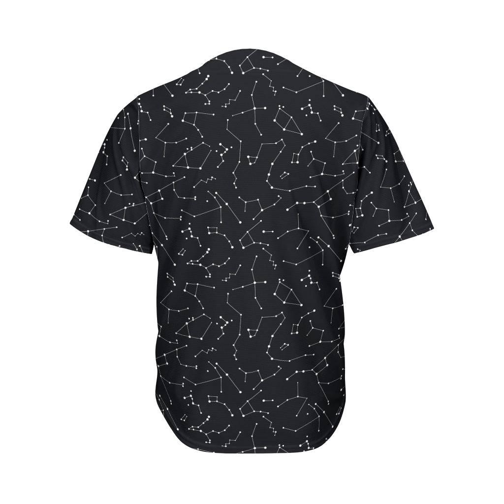 Black And White Constellation Print Men's Baseball Jersey