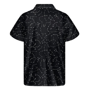 Black And White Constellation Print Men's Short Sleeve Shirt