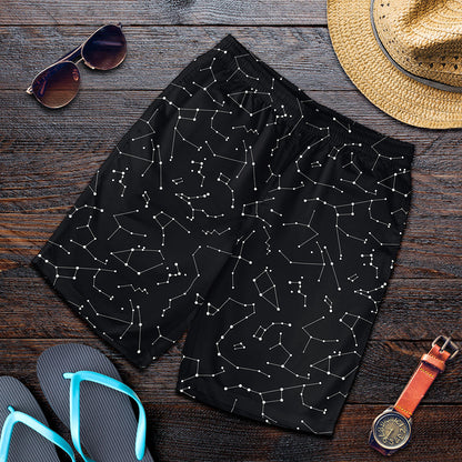 Black And White Constellation Print Men's Shorts