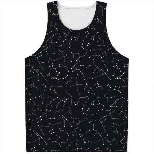 Black And White Constellation Print Men's Tank Top