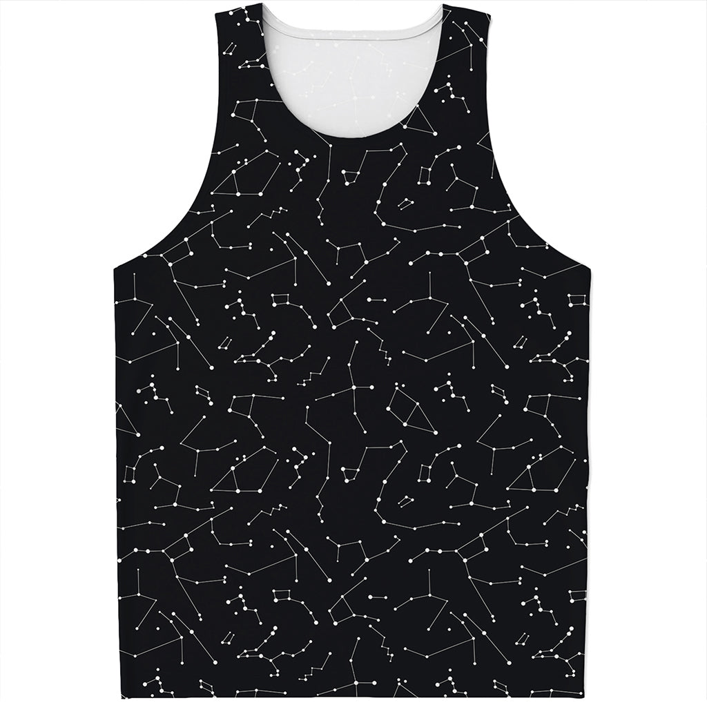 Black And White Constellation Print Men's Tank Top