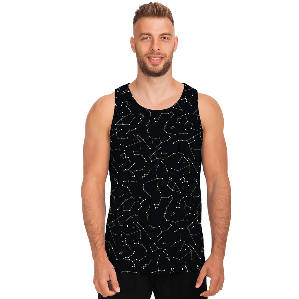 Black And White Constellation Print Men's Tank Top