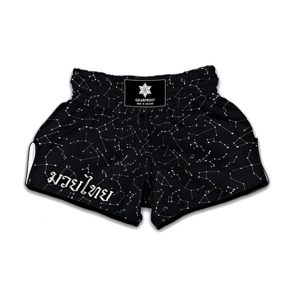 Black And White Constellation Print Muay Thai Boxing Shorts