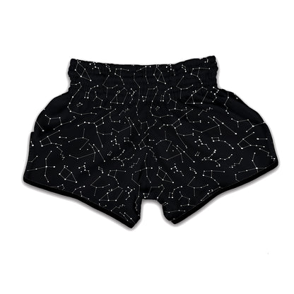 Black And White Constellation Print Muay Thai Boxing Shorts
