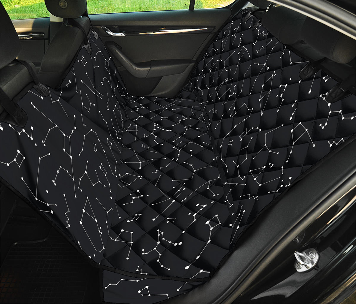 Black And White Constellation Print Pet Car Back Seat Cover