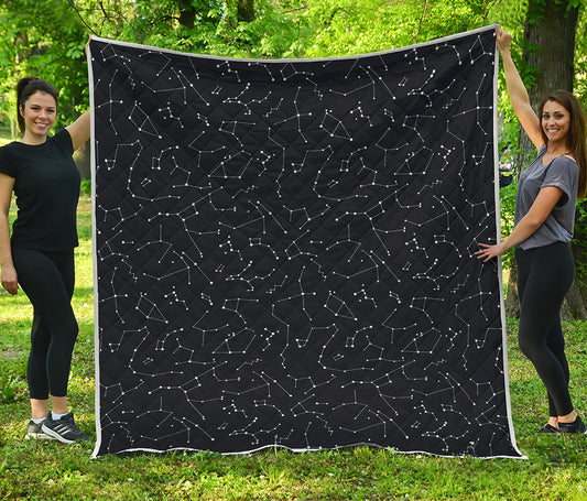 Black And White Constellation Print Quilt