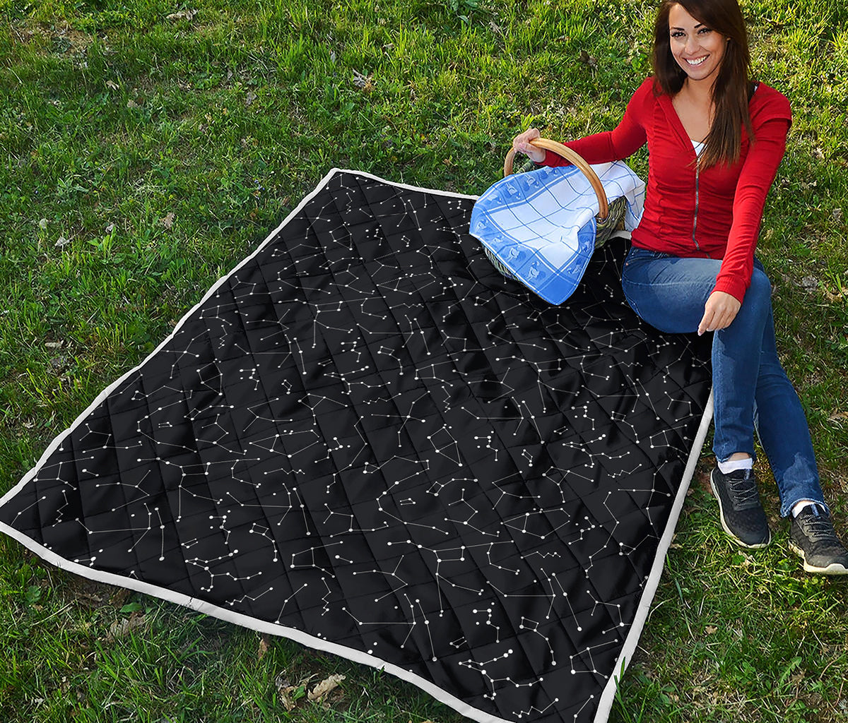 Black And White Constellation Print Quilt
