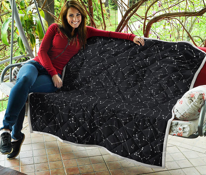 Black And White Constellation Print Quilt