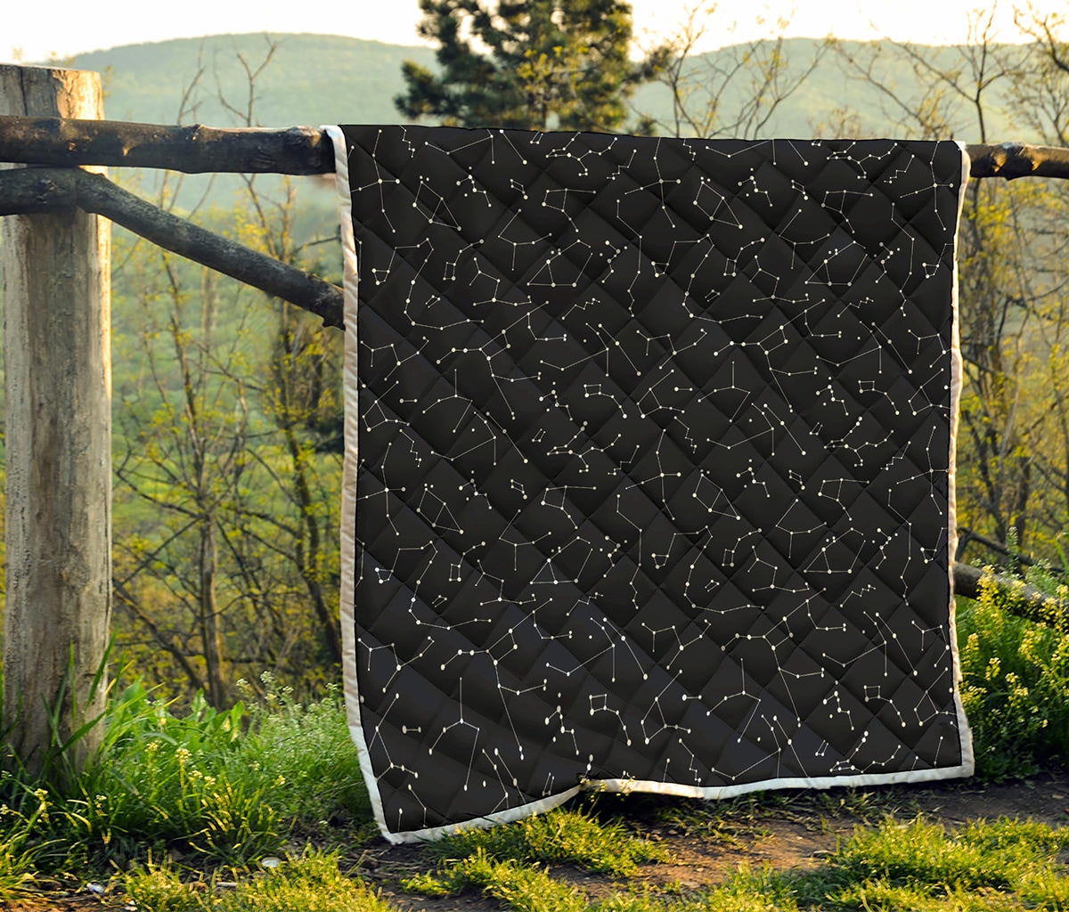 Black And White Constellation Print Quilt