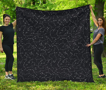 Black And White Constellation Print Quilt