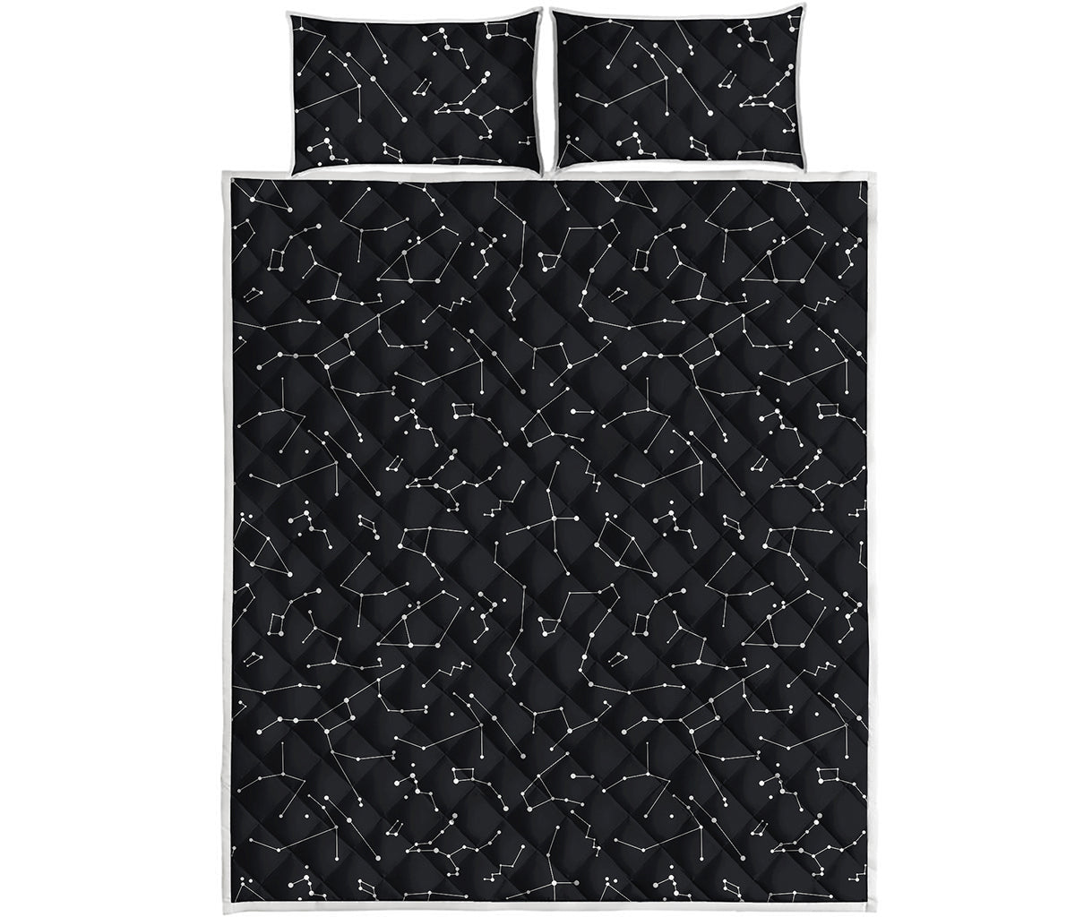 Black And White Constellation Print Quilt Bed Set
