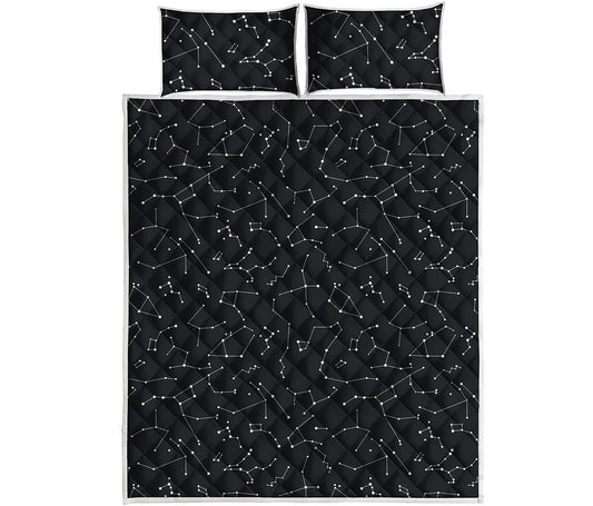 Black And White Constellation Print Quilt Bed Set
