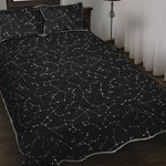 Black And White Constellation Print Quilt Bed Set