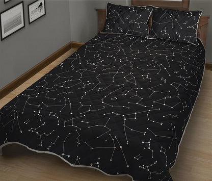 Black And White Constellation Print Quilt Bed Set