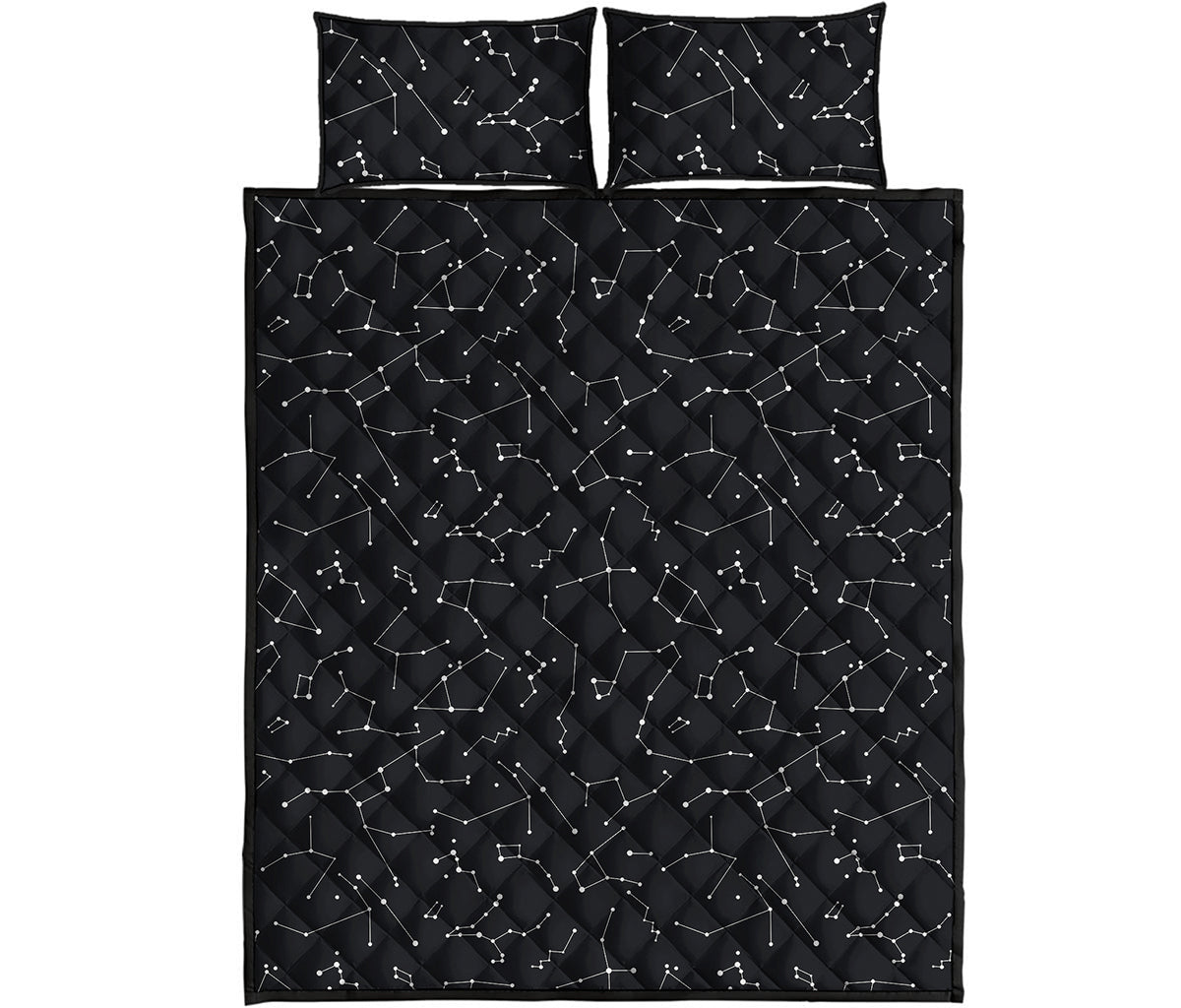 Black And White Constellation Print Quilt Bed Set