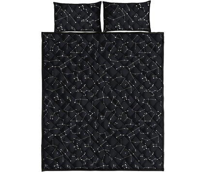 Black And White Constellation Print Quilt Bed Set
