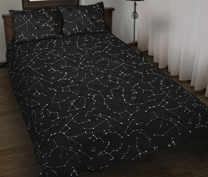 Black And White Constellation Print Quilt Bed Set