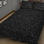 Black And White Constellation Print Quilt Bed Set